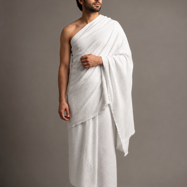 Premium White Ahraam Fabric – Soft Textured Islamic Ahraam Cloth