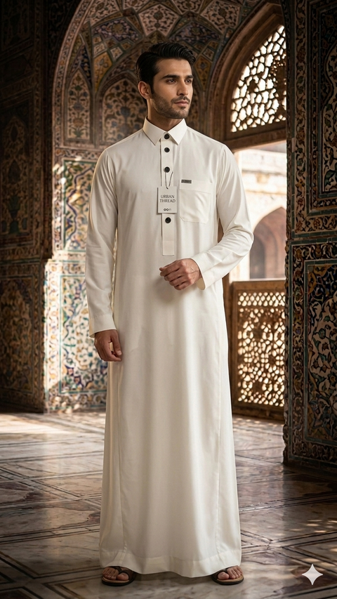 White Premium Thobe for Men