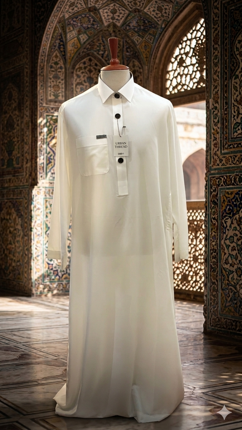 White Premium Thobe for Men