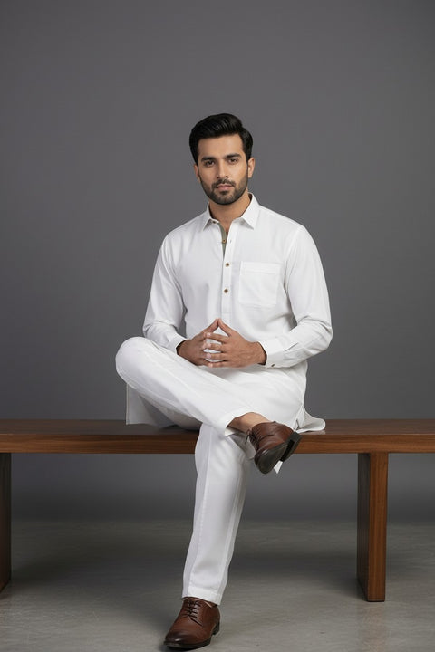Premium Classic Off-White Shalwar Kameez