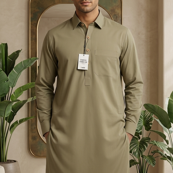 Premium Olive Green Shalwar Kameez for Men