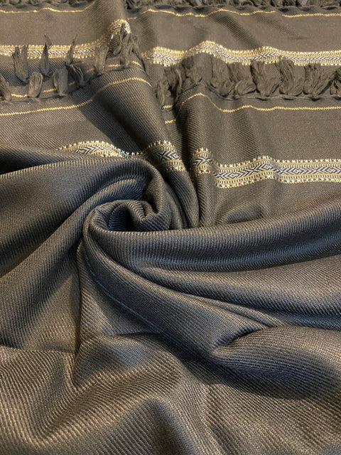 Men's Luxury Black Cashmere Shawl with Gold Border