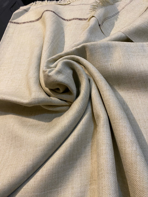 Men's Luxury Oatmeal Cashmere Shawl with Delicate Border